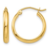 14K Yellow Gold 2.75x 18mm Polished Tube Hoop Earrings view 1
