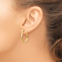 14K Yellow Gold 2.75x 25mm Polished Tube Hoop Earrings view 3