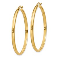 14K Yellow Gold 2.75x 40mm Polished Tube Hoop Earrings view 2