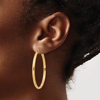 14K Yellow Gold 2.75x 40mm Polished Tube Hoop Earrings view 3