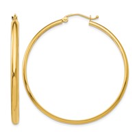 14K Yellow Gold 2.75x 40mm Polished Tube Hoop Earrings view 1