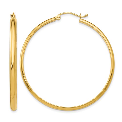 14K Yellow Gold 2.75x 40mm Polished Tube Hoop Earrings