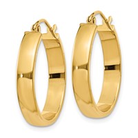 14K Yellow Gold 4x 25mm Polished Tube Hoop Earrings view 2