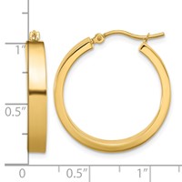 14K Yellow Gold 4x 25mm Polished Tube Hoop Earrings view 4