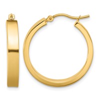 14K Yellow Gold 4x 25mm Polished Tube Hoop Earrings view 1