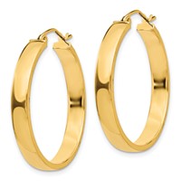 14K Yellow Gold 4x 28mm Polished Tube Hoop Earrings view 2