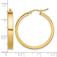 14K Yellow Gold 4x 28mm Polished Tube Hoop Earrings view 4