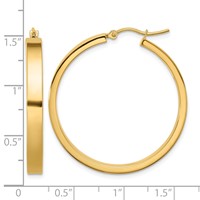 14K Yellow Gold 4x35mm Polished Tube Hoop Earrings view 4