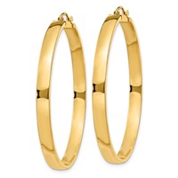 14K Yellow Gold 4x 45mm Polished Tube Hoop Earrings view 2