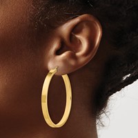 14K Yellow Gold 4x 45mm Polished Tube Hoop Earrings view 3