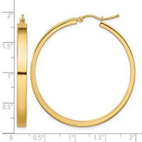 14K Yellow Gold 4x 45mm Polished Tube Hoop Earrings view 4