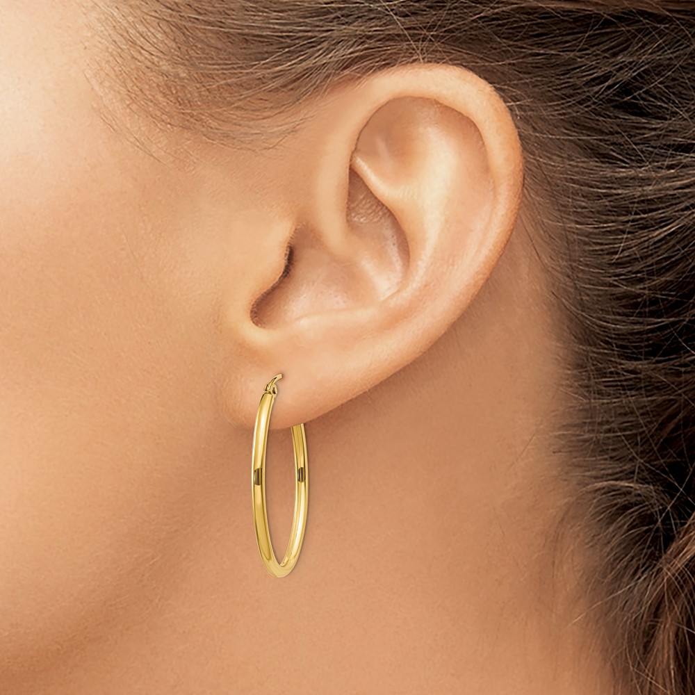 14k Oval Polished Hoop Earring (TA257)
