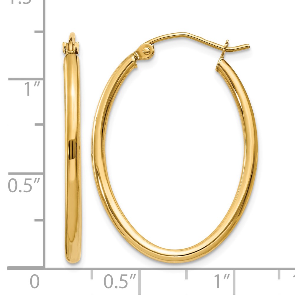 14k Oval Polished Hoop Earring (TA257)