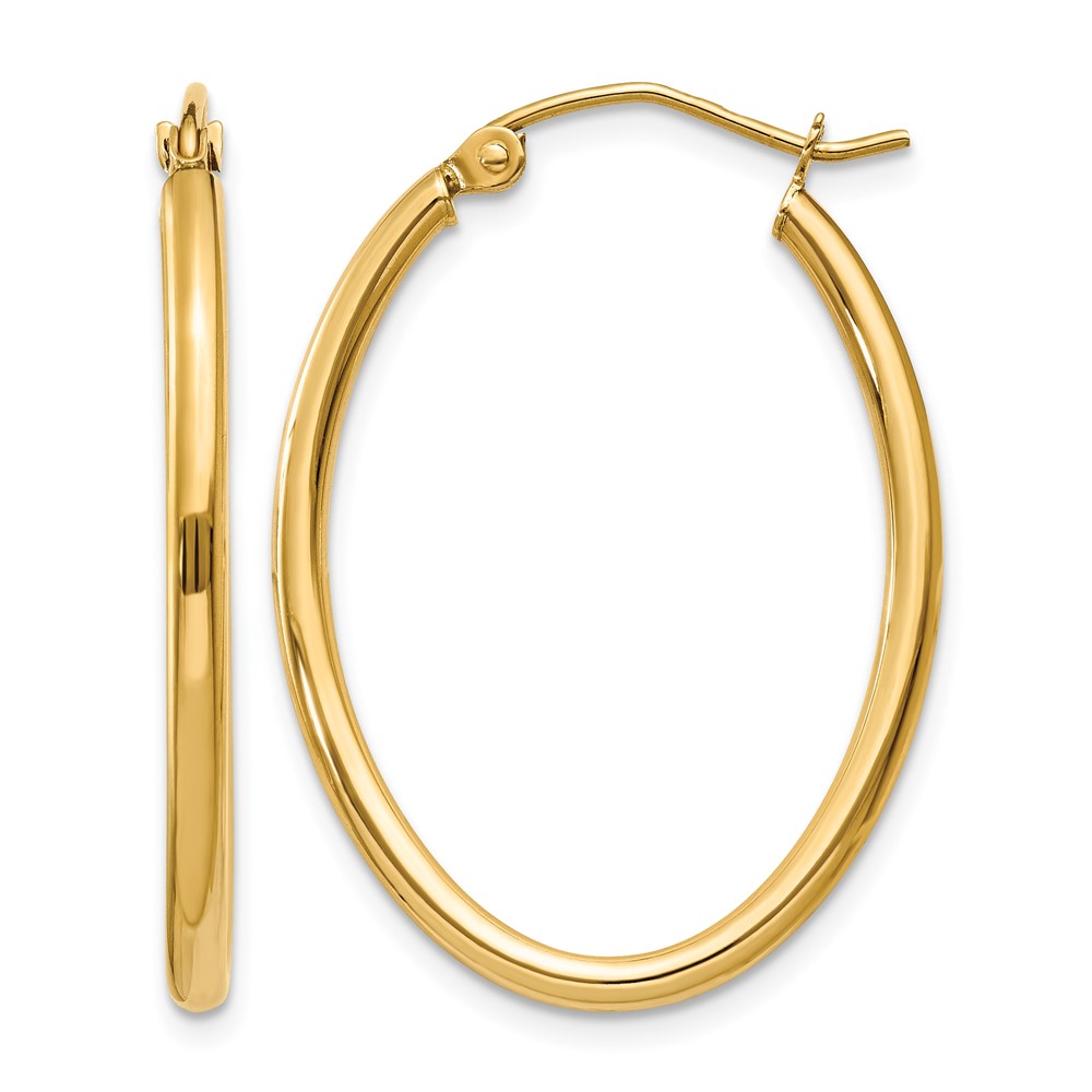 14k Oval Polished Hoop Earring (TA257)