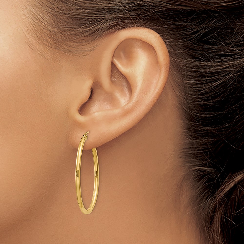 14k Oval Polished Hoop Earring (TA258)