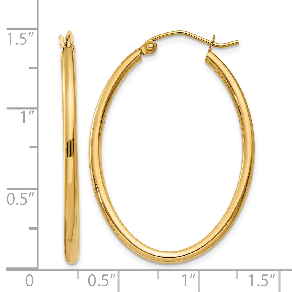 14k Oval Polished Hoop Earring (TA258)