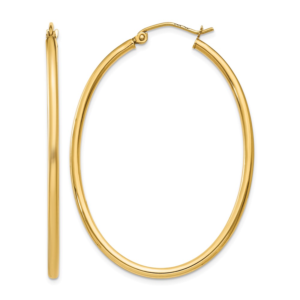 14k Oval Polished Hoop Earring (TA259)