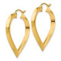 14K Yellow Gold Polished Heart Hoop Earring view 2