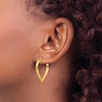 14K Yellow Gold Polished Heart Hoop Earring view 3
