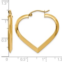 14K Yellow Gold Polished Heart Hoop Earring view 4
