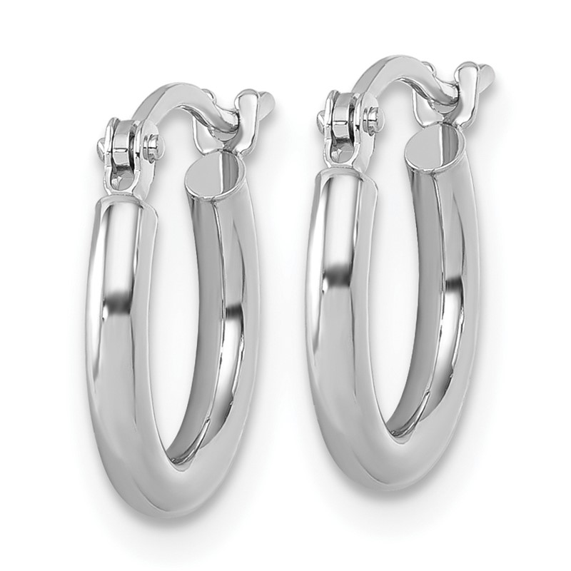 10K White Gold Polished Hinged Hoop Earrings
