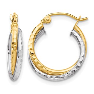 Leslie's Gold Polished and Diamond-cut Hoop Earrings