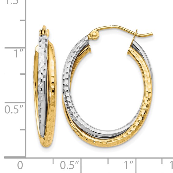 Leslie's 10K Two-tone Textured Hinged Hoop Earrings