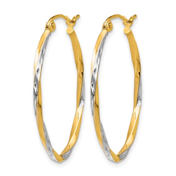 Leslie's 10K w/Rhodium Oval Hinged Hoop Earrings