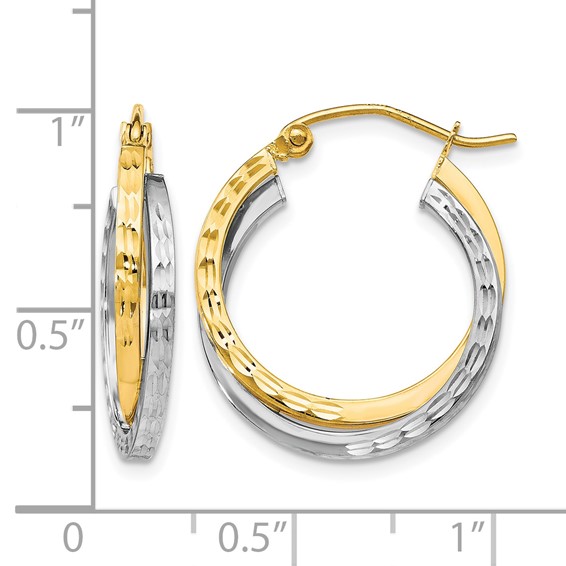 Leslie's 10K Two-tone Textured Hinged Hoop Earrings