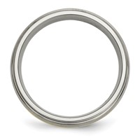 Chisel Titanium Brushed Center Band with 14K Gold Inlay 6mm Ridged Edge view 2