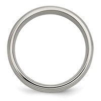 Chisel Titanium Brushed Center Band with 14K Gold Inlay 8mm Ridged Edge view 2