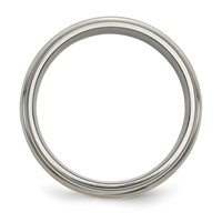 Chisel Titanium Brushed Center Band with 14K Gold Inlay 8mm Ridged Edge view 2