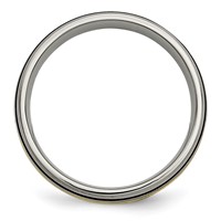 Chisel Titanium Antiqued and Brushed Band with 14K Gold Inlay 6mm Grooved view 2