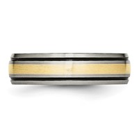 Chisel Titanium Antiqued and Brushed Band with 14K Gold Inlay 6mm Grooved view 3
