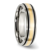 Chisel Titanium Antiqued and Brushed Band with 14K Gold Inlay 6mm Grooved view 4