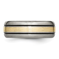 Chisel Titanium Antiqued and Brushed Band with 14K Gold Inlay 8mm Grooved view 3