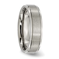 Chisel Titanium Brushed Center 6mm Ridged Edge Band view 4