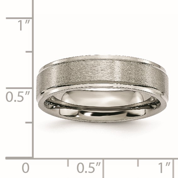Chisel Titanium Brushed Center 6mm Ridged Edge Band