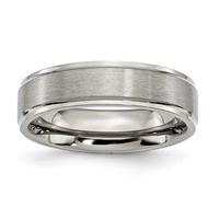 Chisel Titanium Brushed Center 6mm Ridged Edge Band view 1