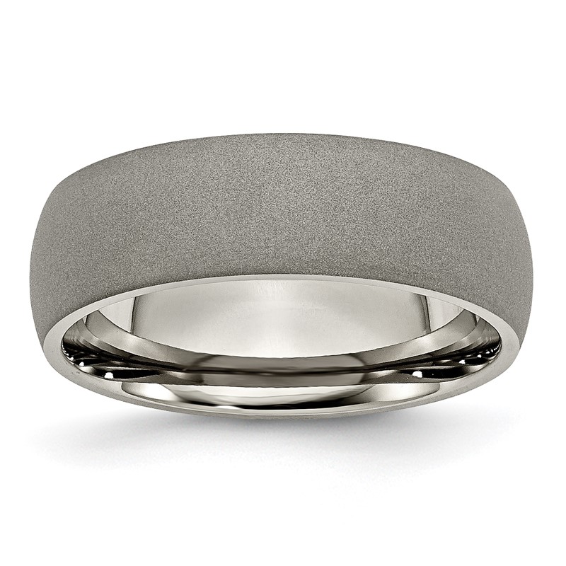 Chisel Titanium Stone Finish 7mm Half Round Band