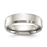 Titanium Polished Band with Brushed and Beveled Edge 6mm view 1