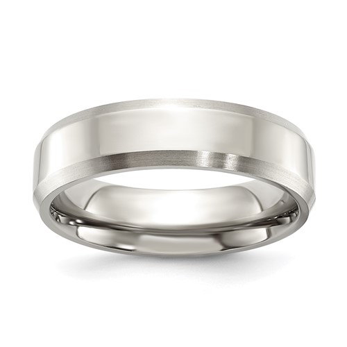 Titanium Polished Band with Brushed and Beveled Edge 6mm