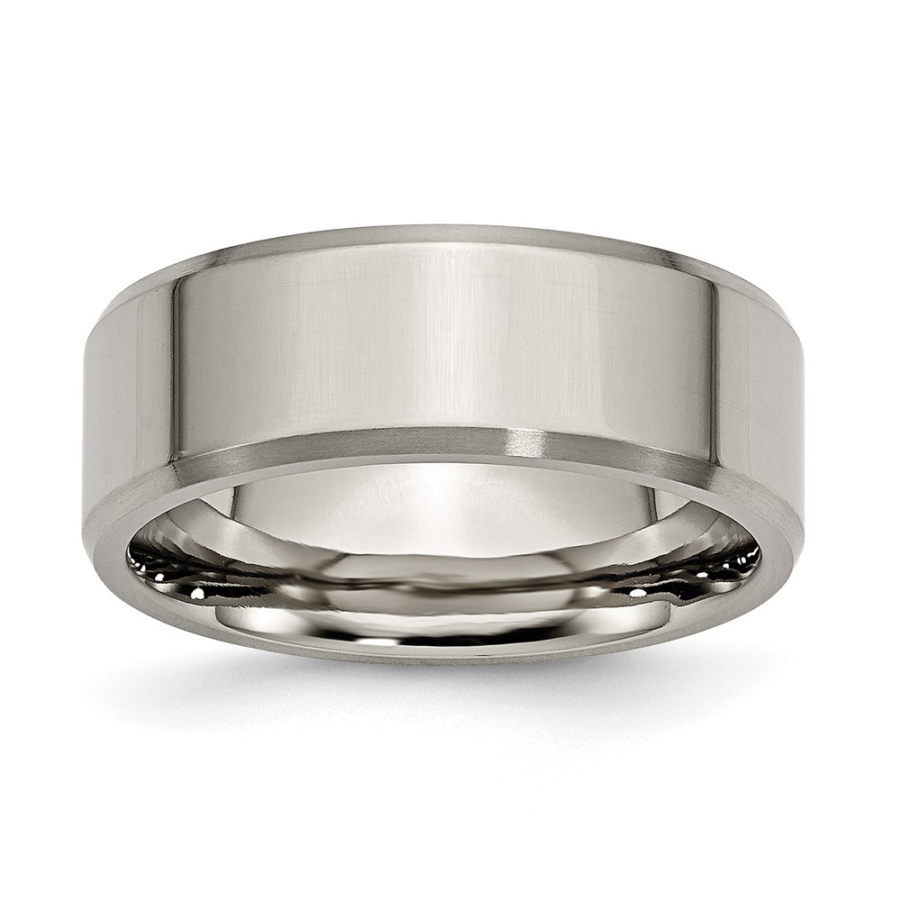 Titanium Polished Band with Brushed and Beveled Edge 8mm