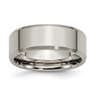 Titanium Polished Band with Brushed and Beveled Edge 8mm view 1