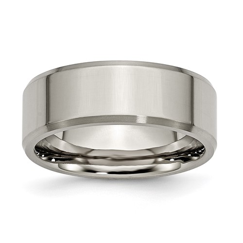 Titanium Polished Band with Brushed and Beveled Edge 8mm
