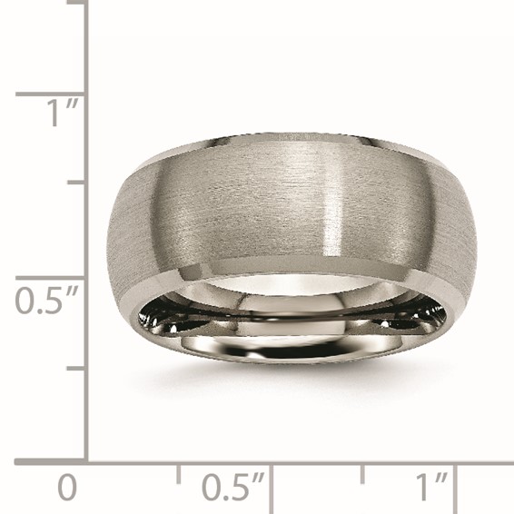 Chisel Titanium Satin and Polished 10mm Beveled Edge Band