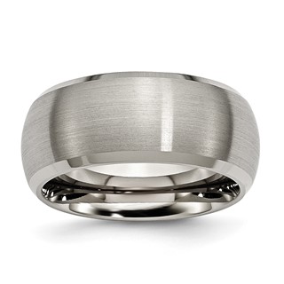 Chisel Titanium Satin and Polished 10mm Beveled Edge Band