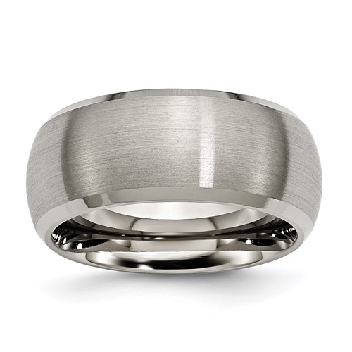 Chisel Titanium Satin and Polished 10mm Beveled Edge Band