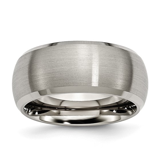 Chisel Titanium Satin and Polished 10mm Beveled Edge Band