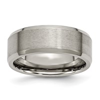 Chisel Titanium Brushed and Polished 8mm Beveled Edge Band view 1